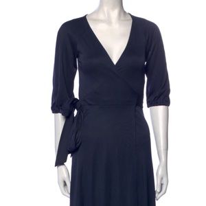 Diane von Furstenberg Navy Wrap Dress 10
